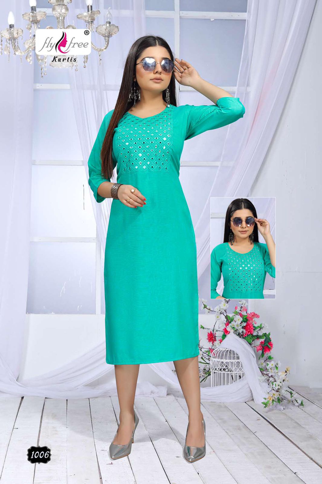 Fly Free Sunwin Latest Fancy Ethnic Wear Rayon Designer Kurti Collection